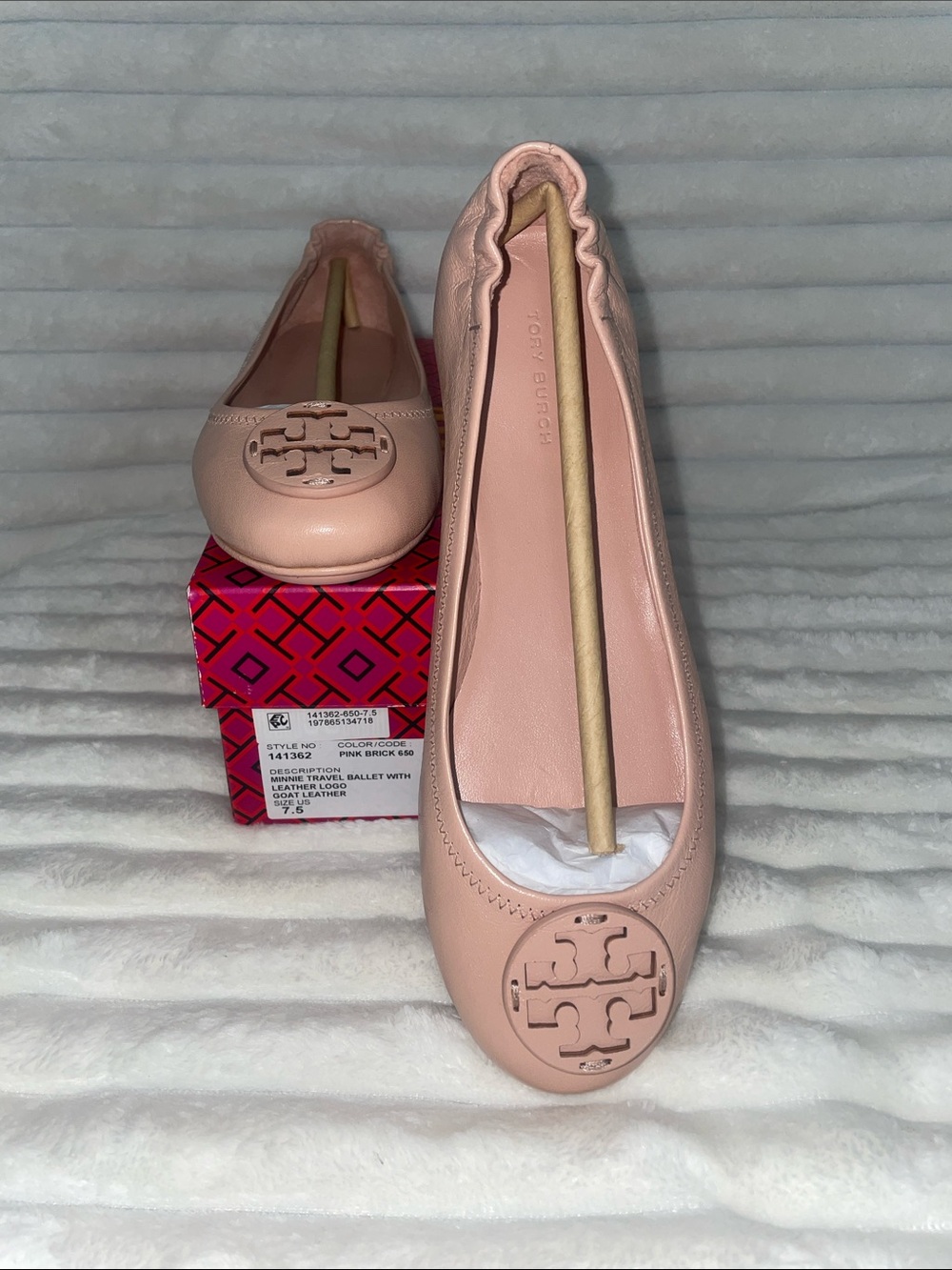 NIB Tory Burch Minnie Travel Ballet in Pink Brick- Women’s size 7.5